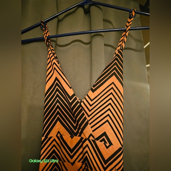 Orange and Navy floor length Dress Small - Picture 4 of 5